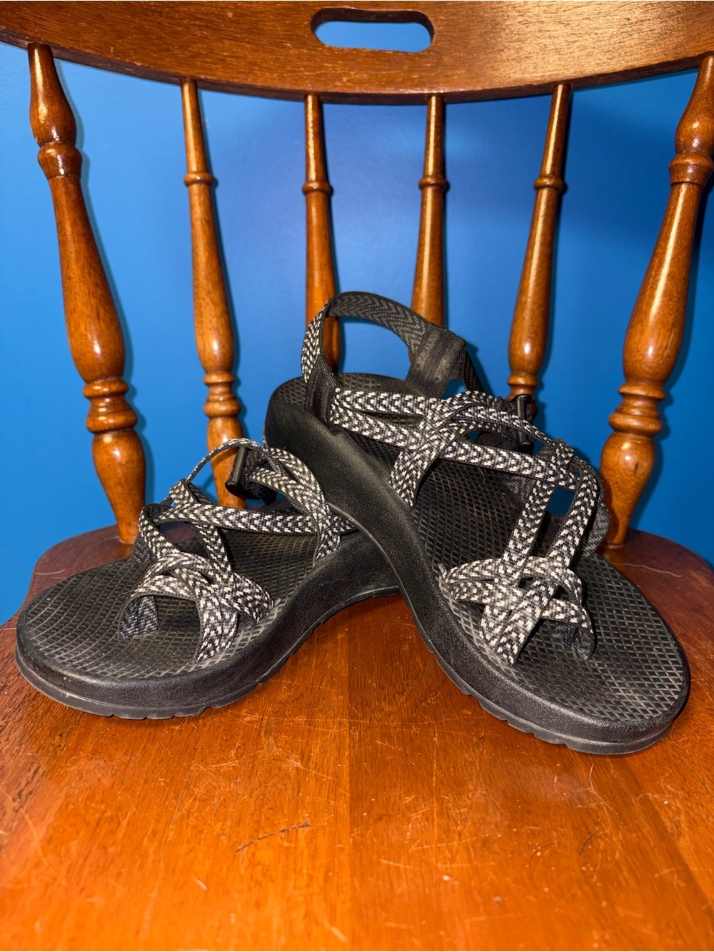 Chaco Women's Black and Gray Strappy Sport Sandals